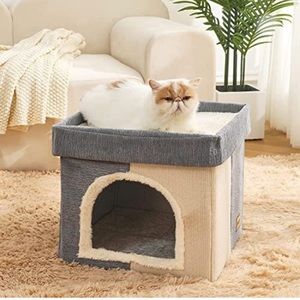 Jiupety Cat Bed House - 2 in 1 Cat Houses for Indoor Cats